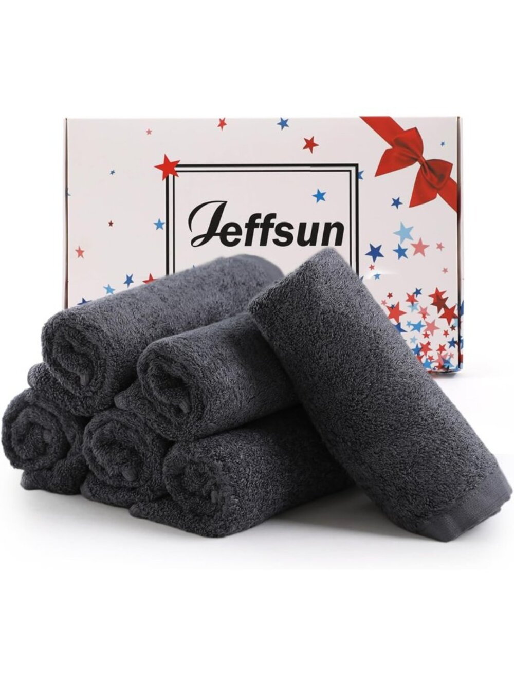 Super Soft Wash Cloths 6 Pack for Sensitive Skin, 13"x13", Grey Face Towels